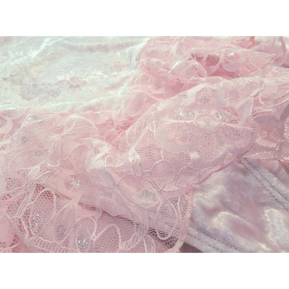 Gilda Marx VTG High Neck Velvet Lace Keyhole Pink Leotard Skate Dress Girls 8/10 - Picture 13 of 16